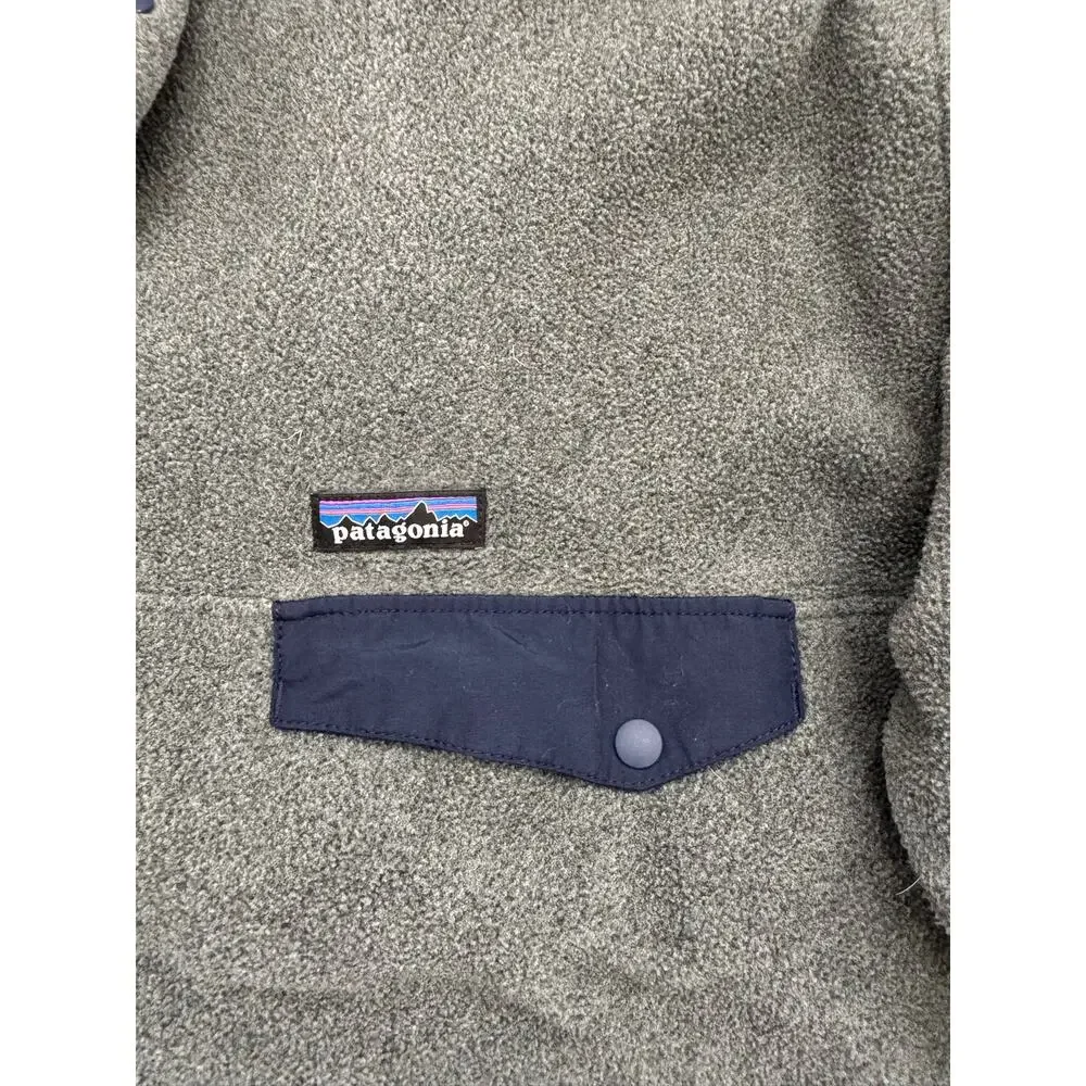 Patagonia Synchilla Fleece Pullover XL Gray Navy Snap-T Chest Pocket